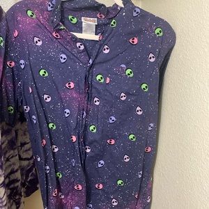 Spencer’s button down galaxy alien shirt M